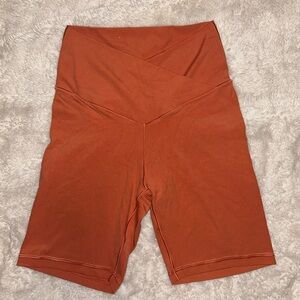 Aerie High-Waisted Deep Coral Bike Shorts